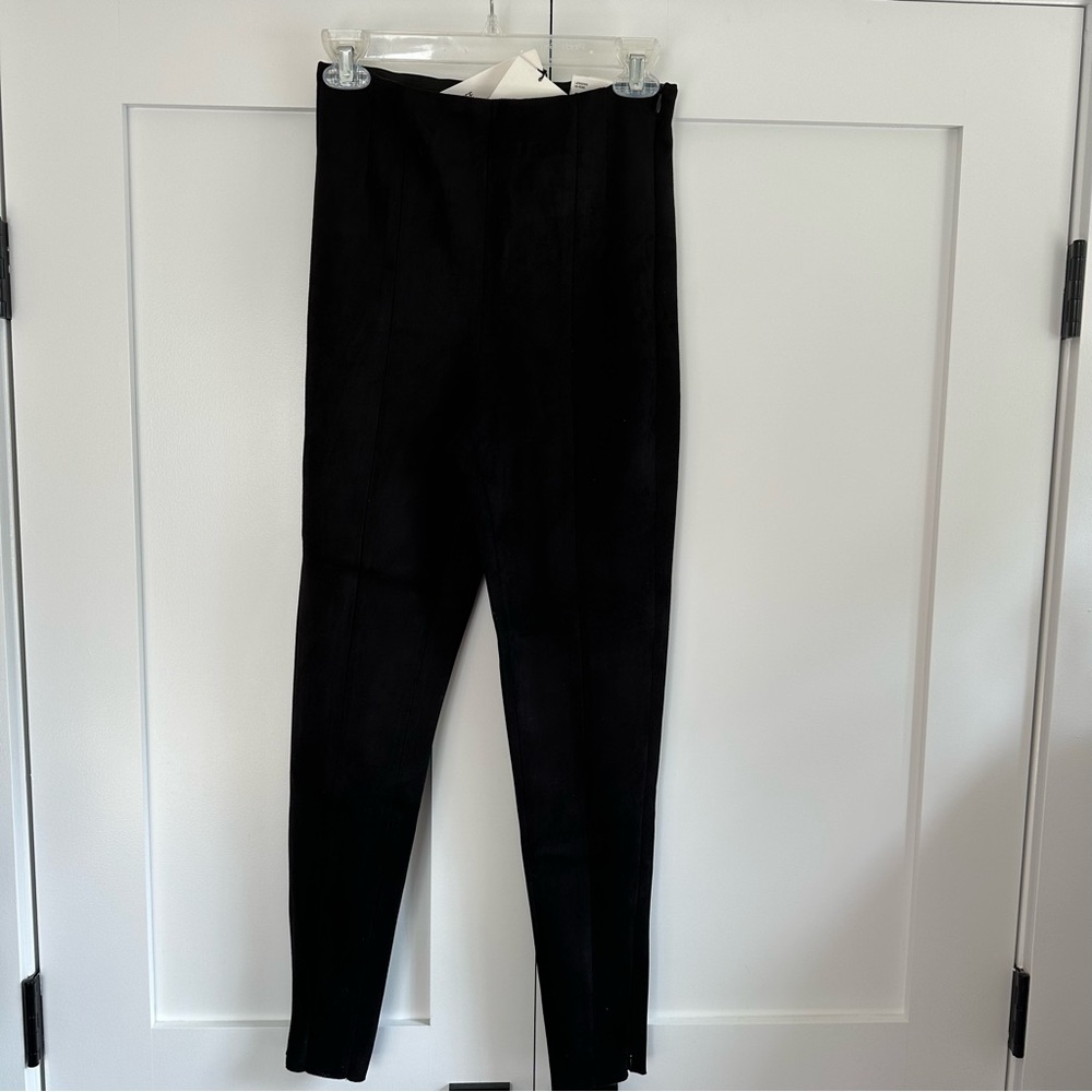 NWT! Zara Black Hi-Rise Suede Legging Trousers - Picture 10 of 10